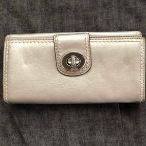 Metallic Silver Coach Wallet